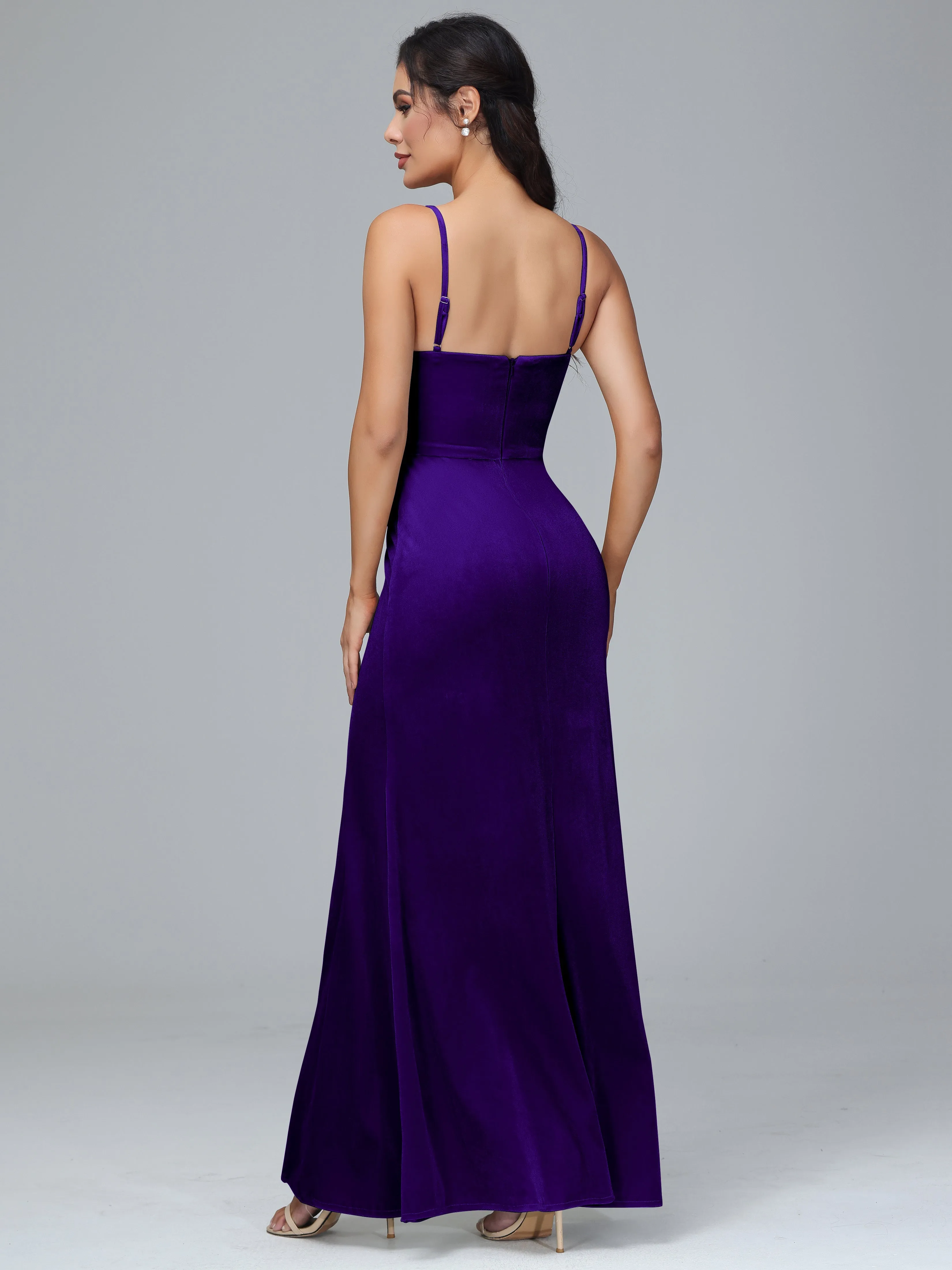 Spaghetti Straps Plus Size Bridesmaid Dresses With Split