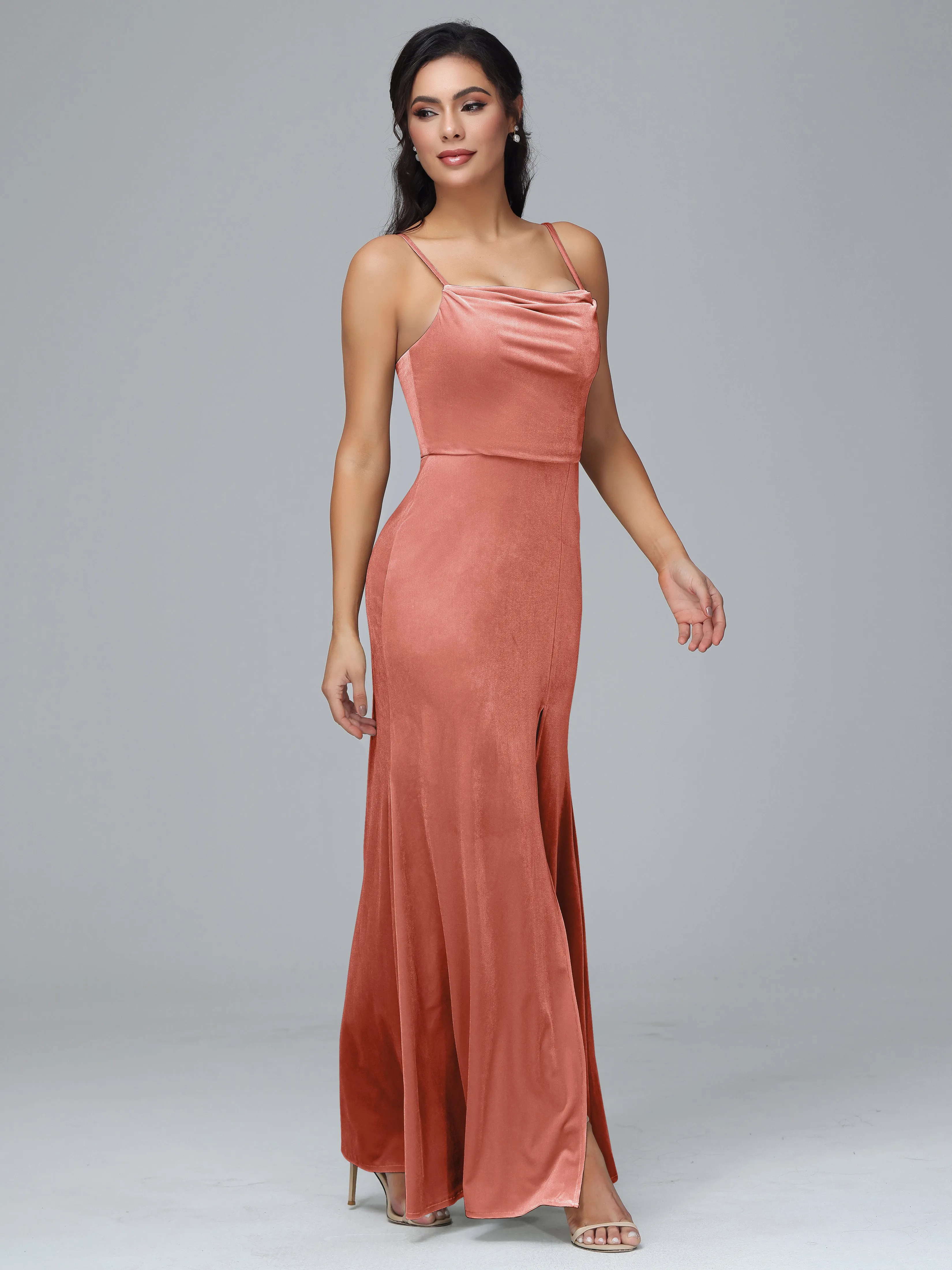 Spaghetti Straps Plus Size Bridesmaid Dresses With Split