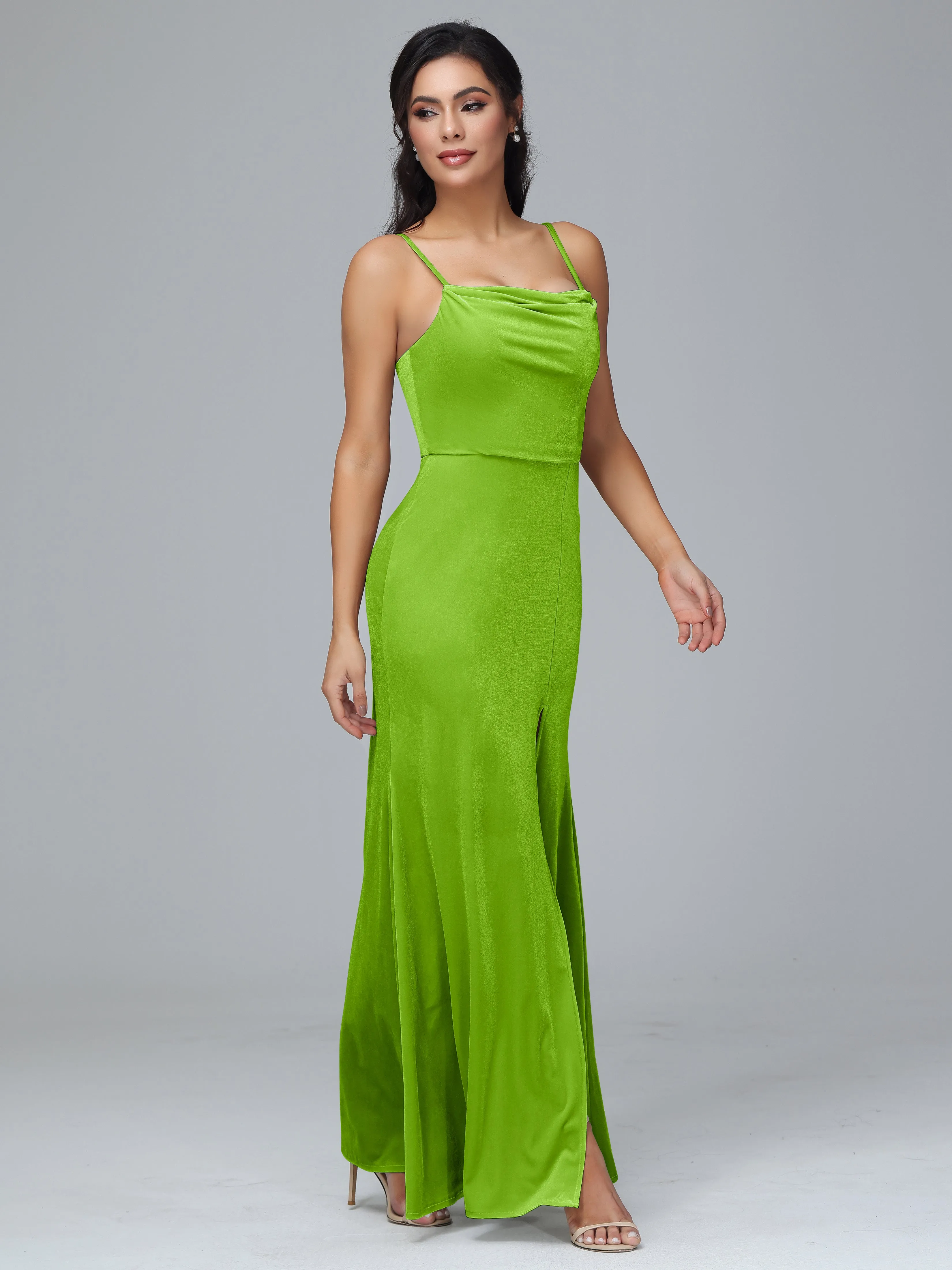 Spaghetti Straps Plus Size Bridesmaid Dresses With Split