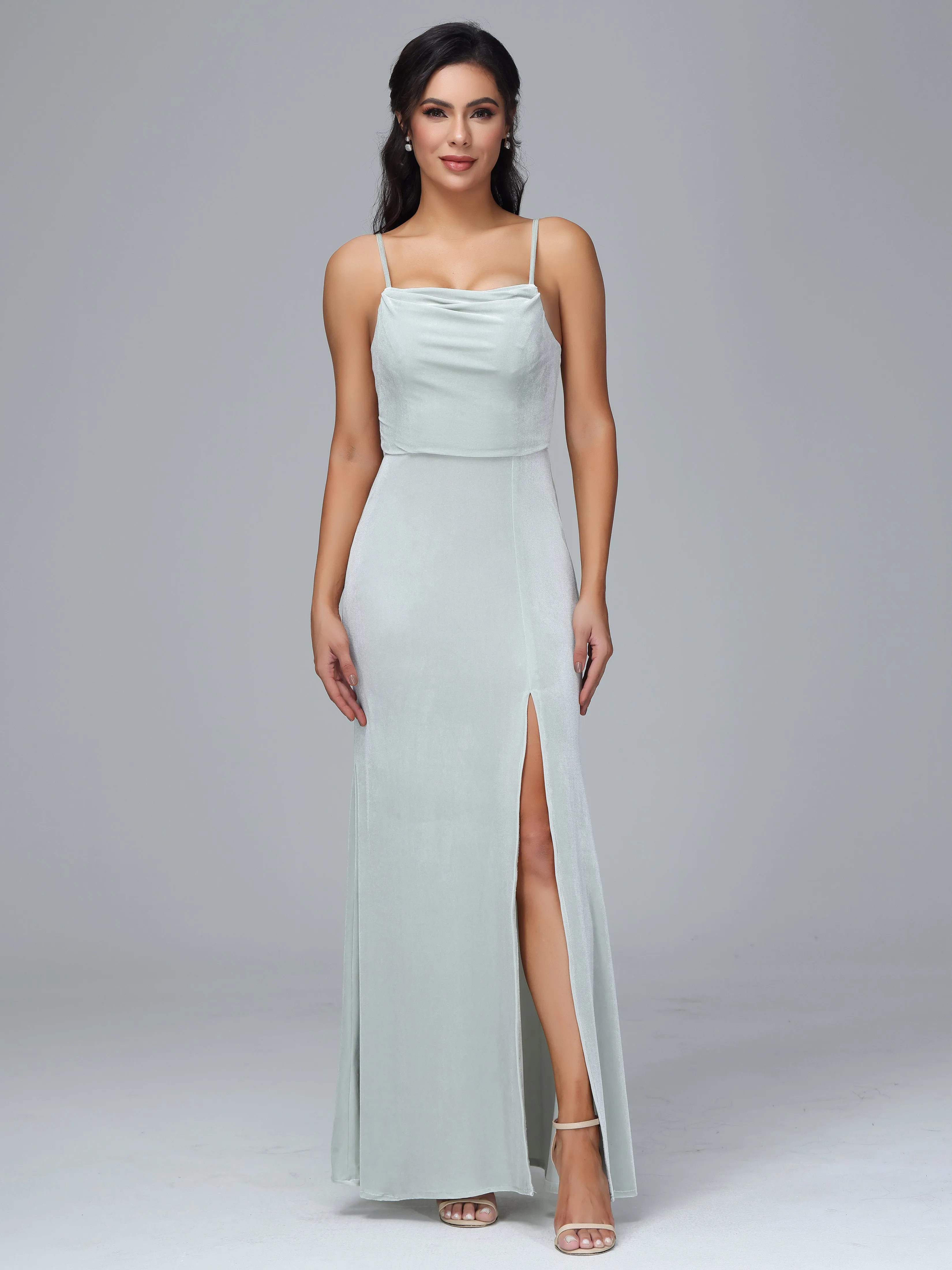 Spaghetti Straps Plus Size Bridesmaid Dresses With Split