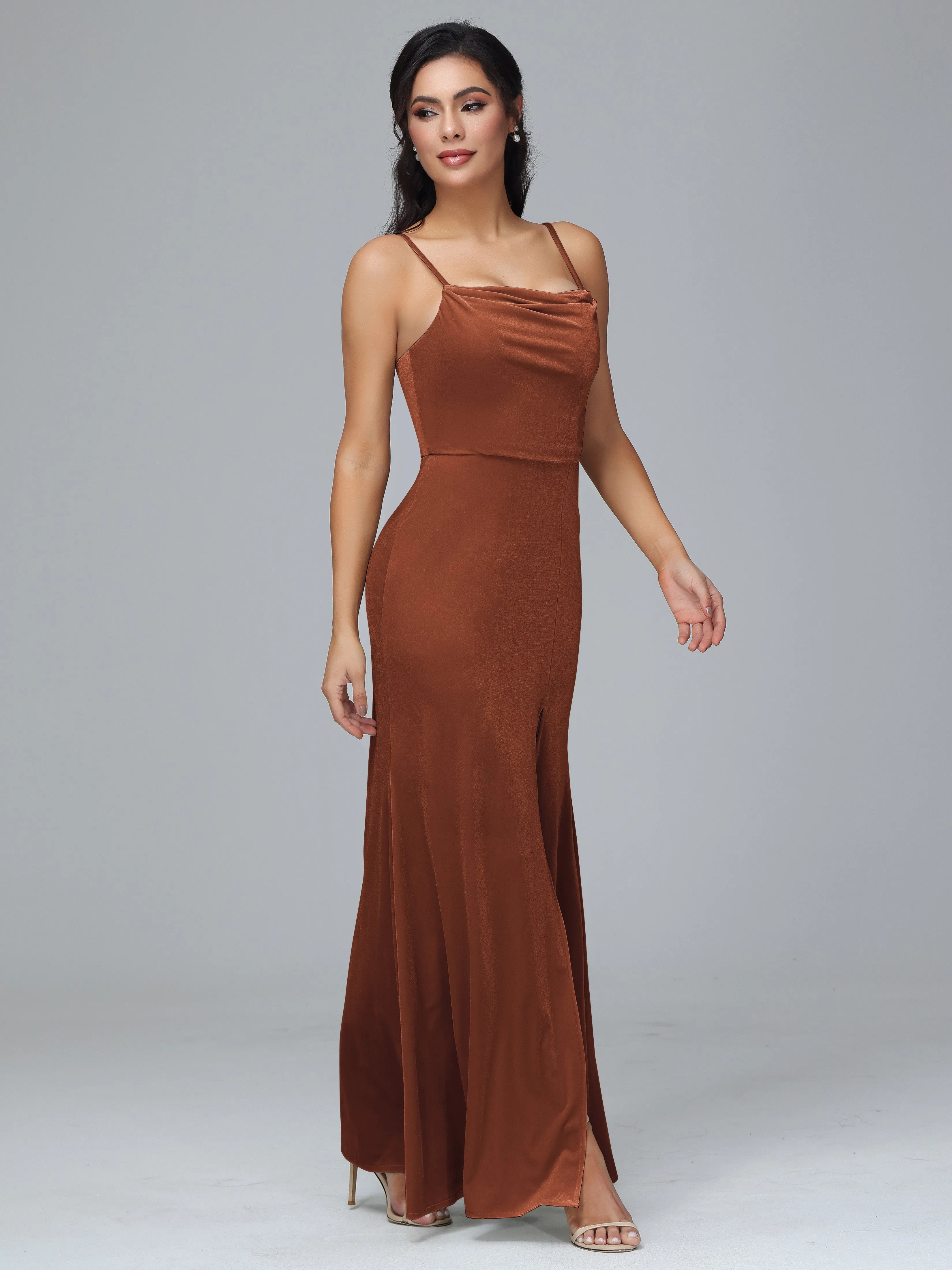 Spaghetti Straps Plus Size Bridesmaid Dresses With Split