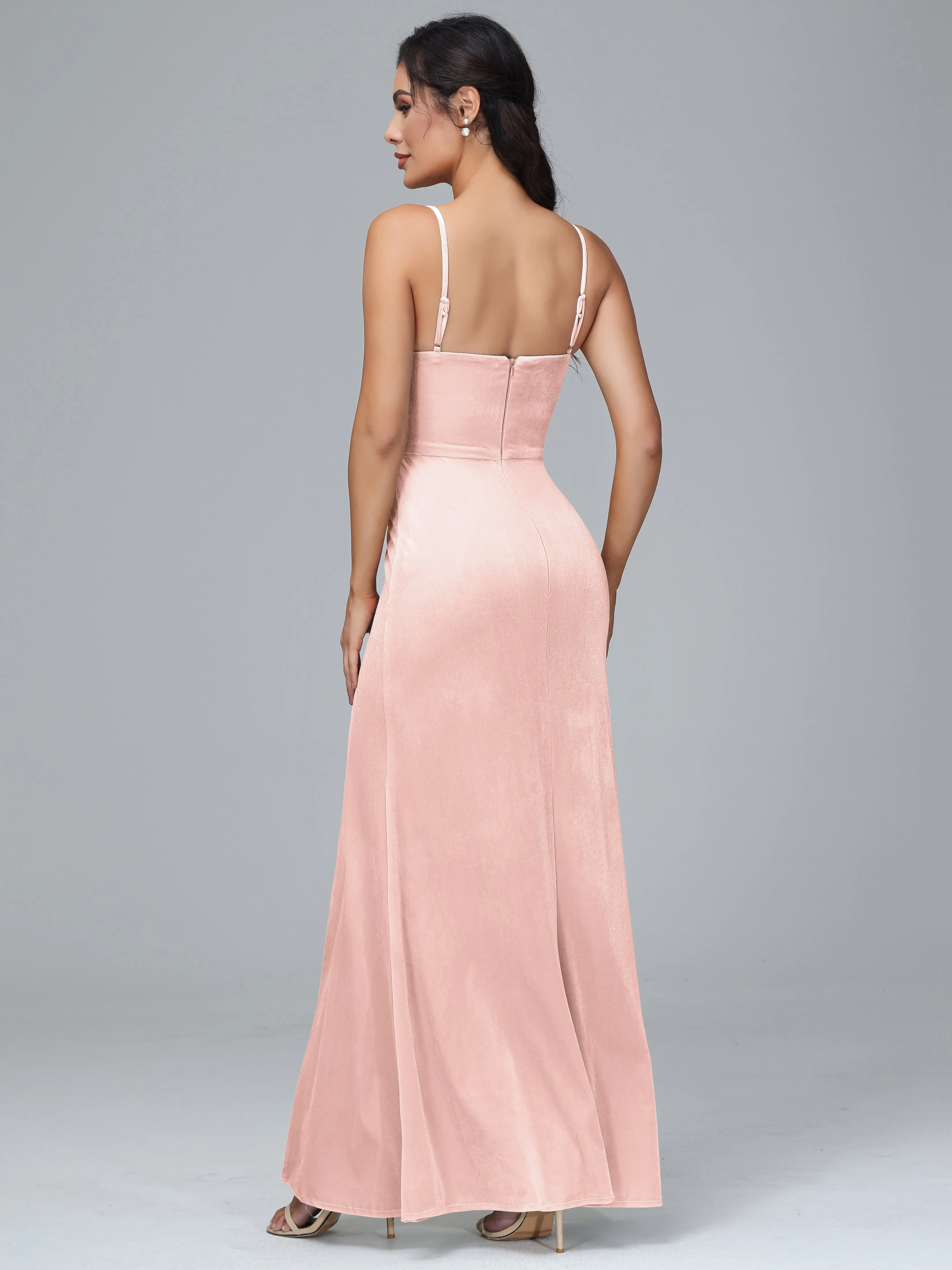 Spaghetti Straps Plus Size Bridesmaid Dresses With Split