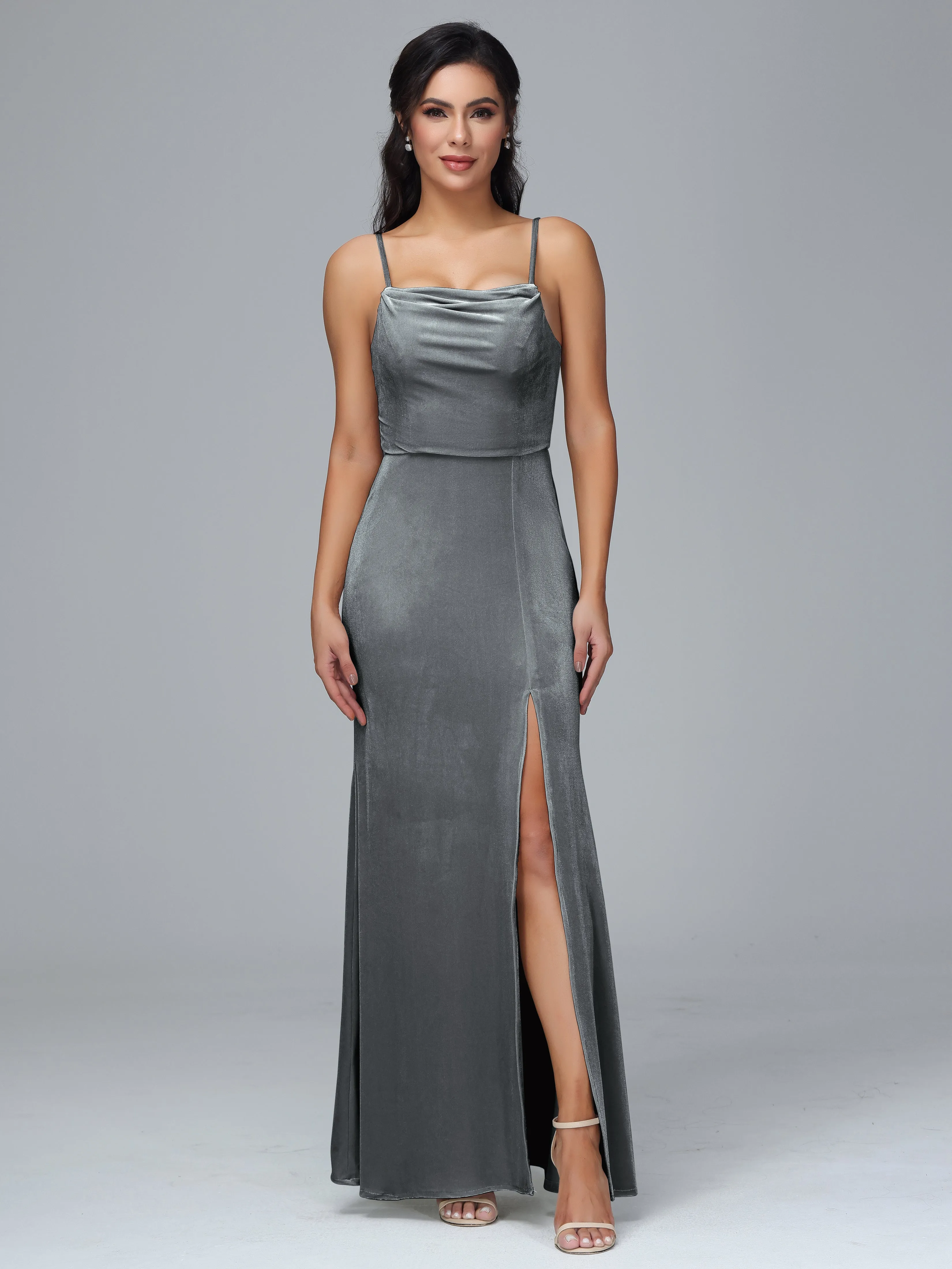 Spaghetti Straps Plus Size Bridesmaid Dresses With Split