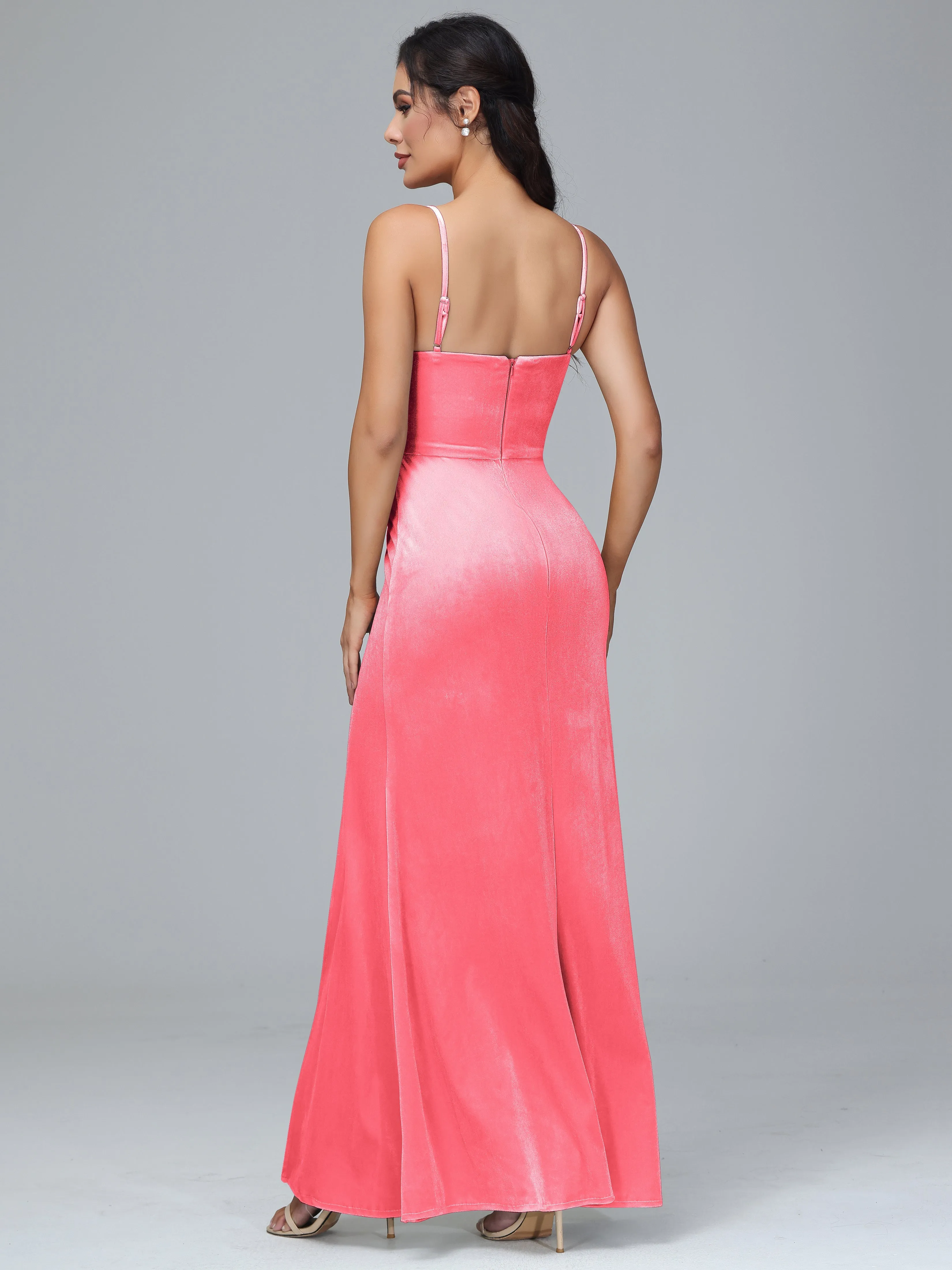 Spaghetti Straps Plus Size Bridesmaid Dresses With Split