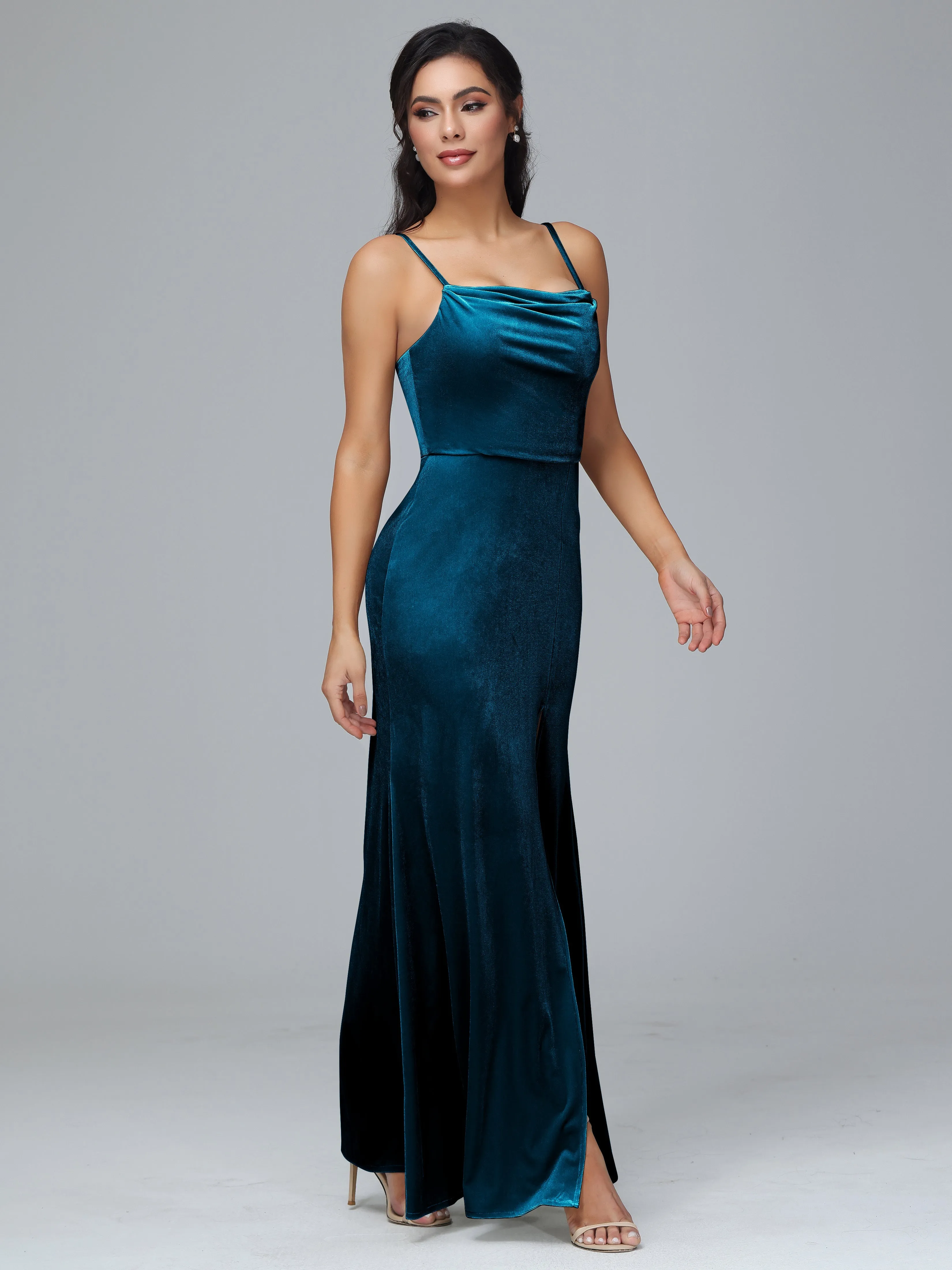 Spaghetti Straps Plus Size Bridesmaid Dresses With Split