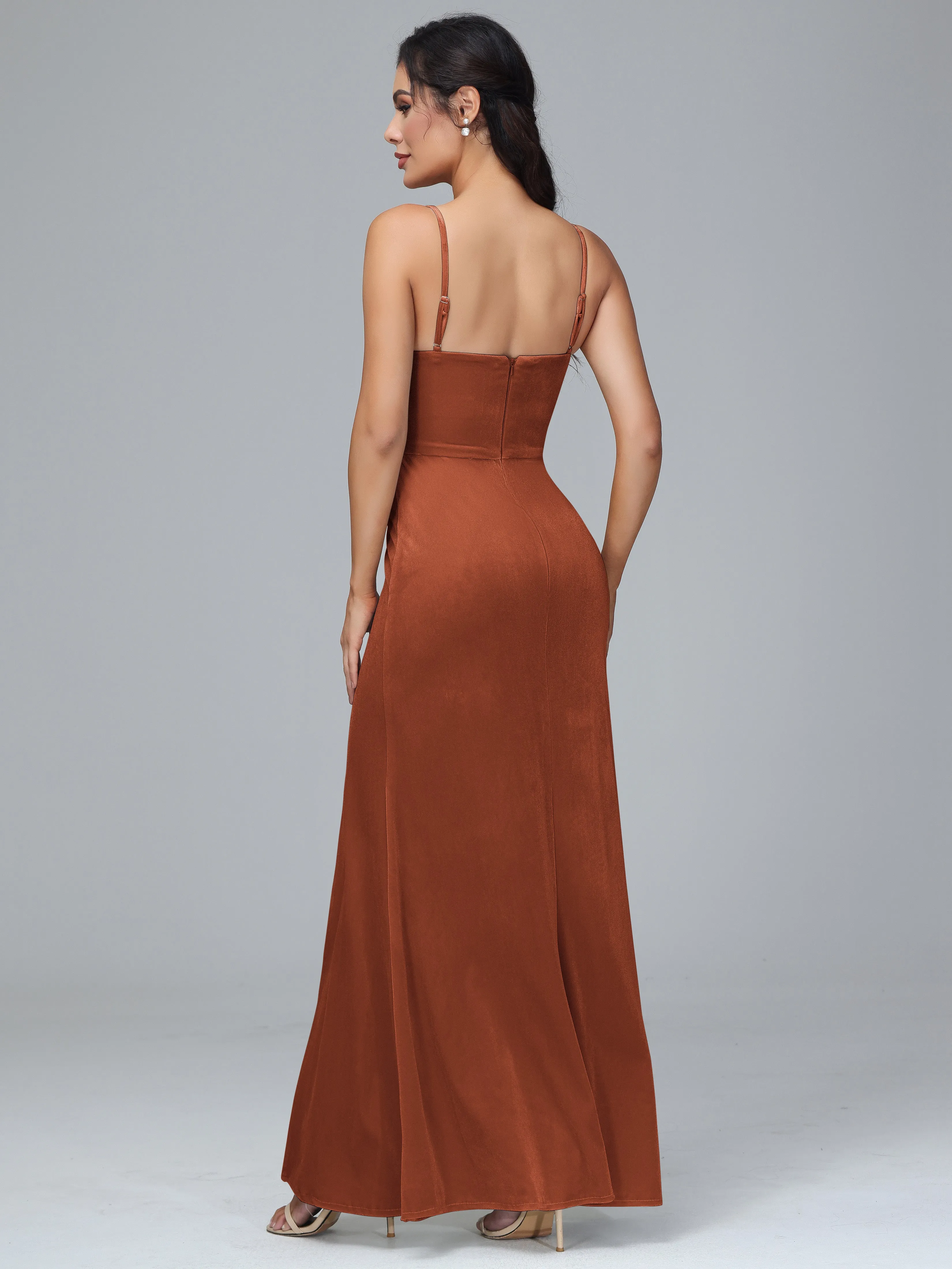 Spaghetti Straps Plus Size Bridesmaid Dresses With Split
