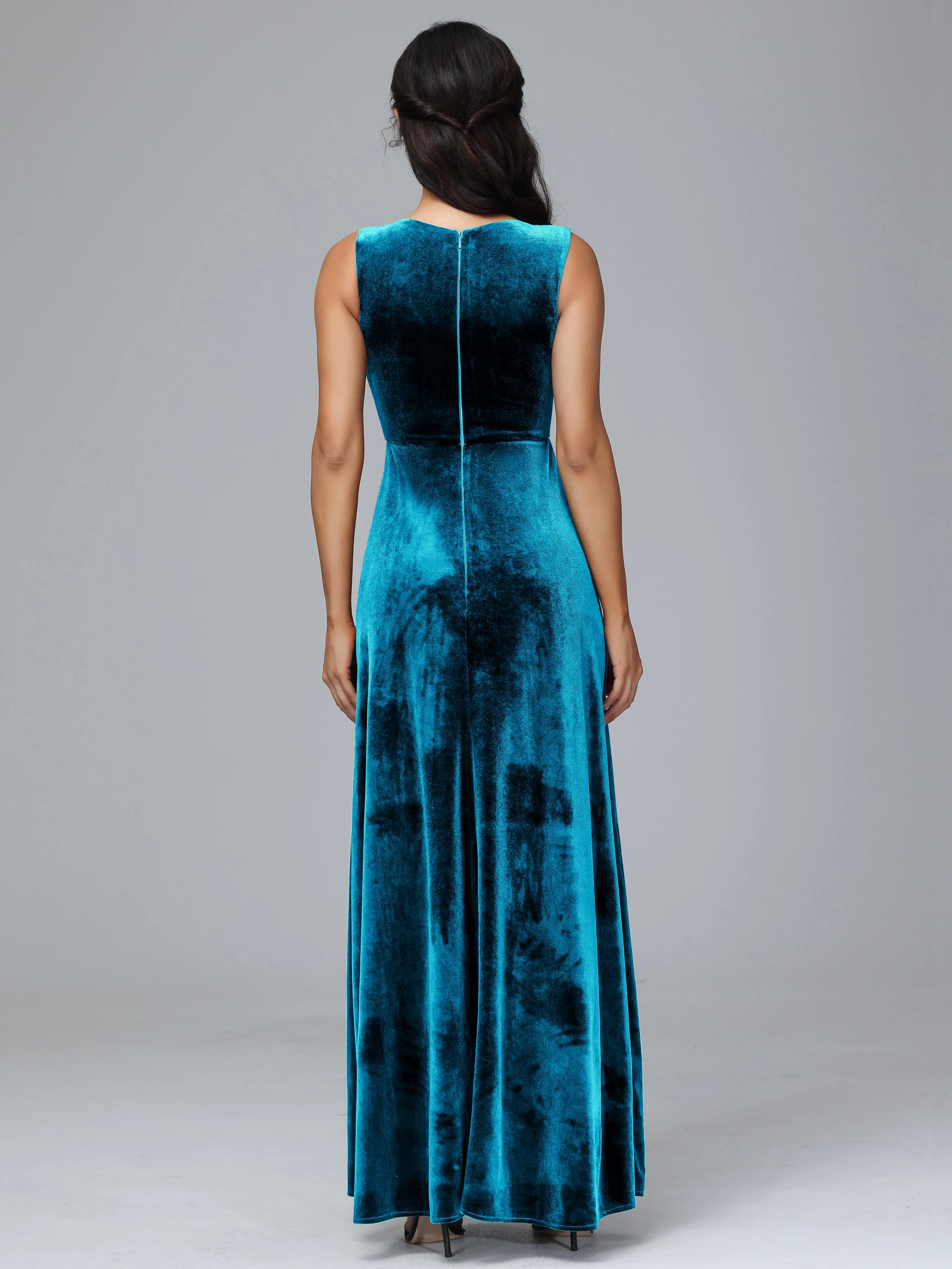 Straps V-Neck Split Velvet Bridesmaid Dresses