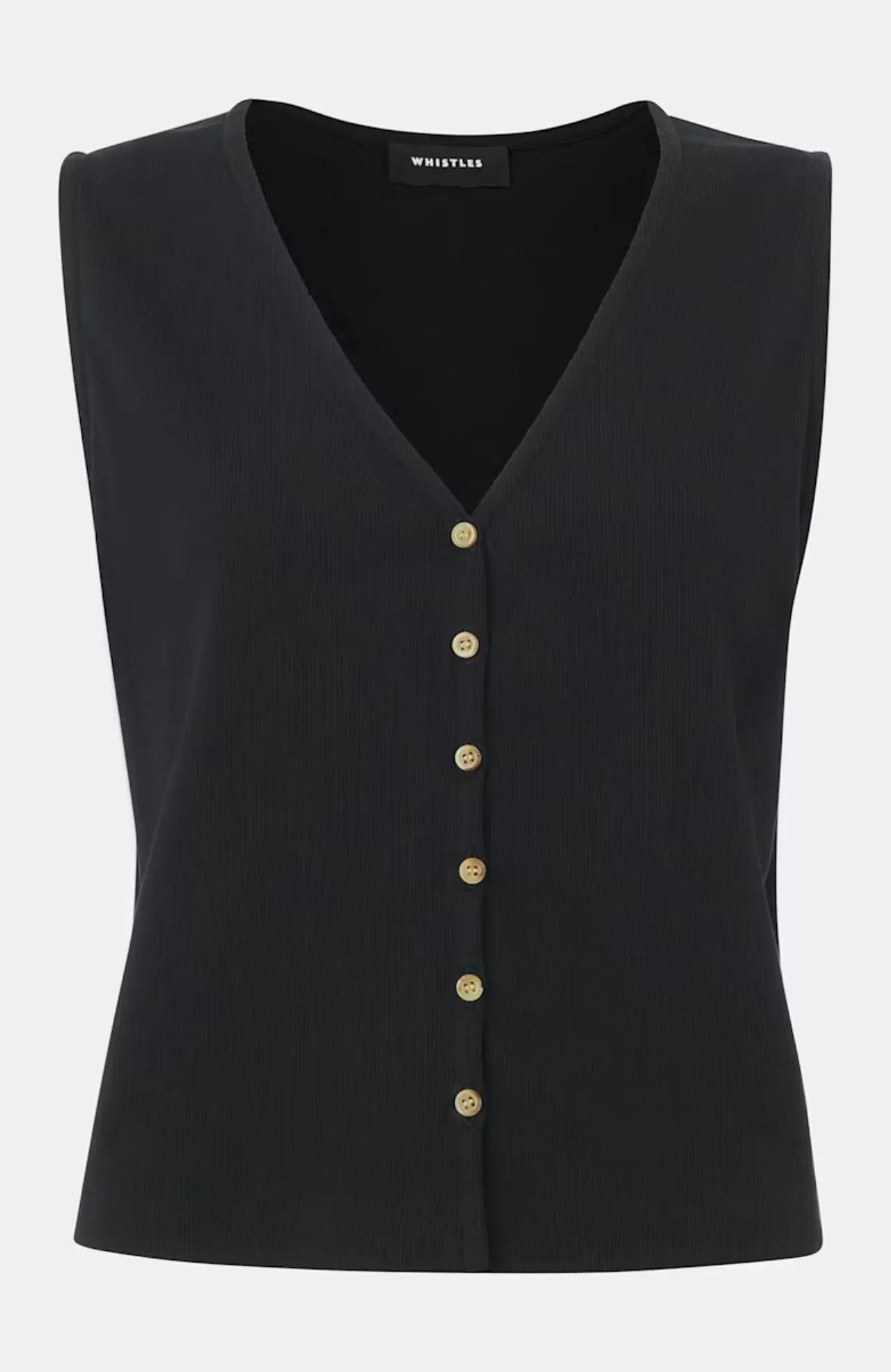 Whistles Black Button Rib Tank