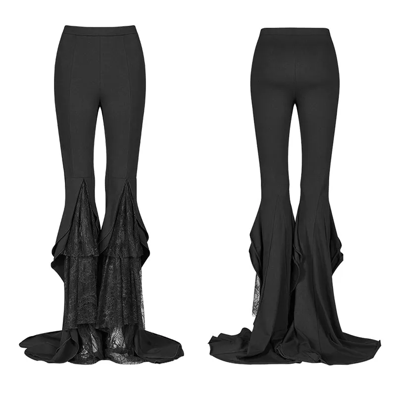 WK-379 Gothic Big Pendulum Trousers Flared Stitched Lace Pants