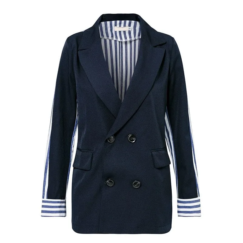 Women's Autumn Double Breasted Stripe Blazer