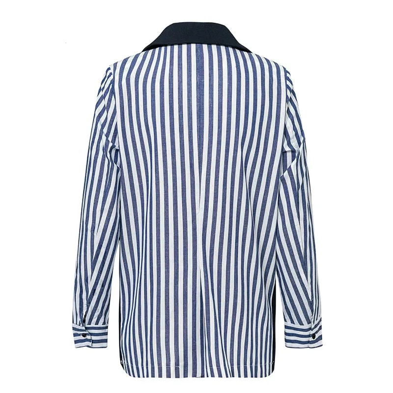 Women's Autumn Double Breasted Stripe Blazer