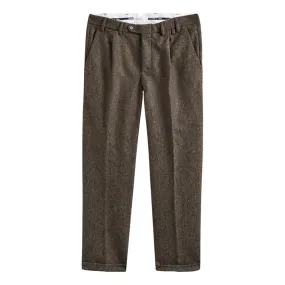 Wool Herringbone Trousers Brown